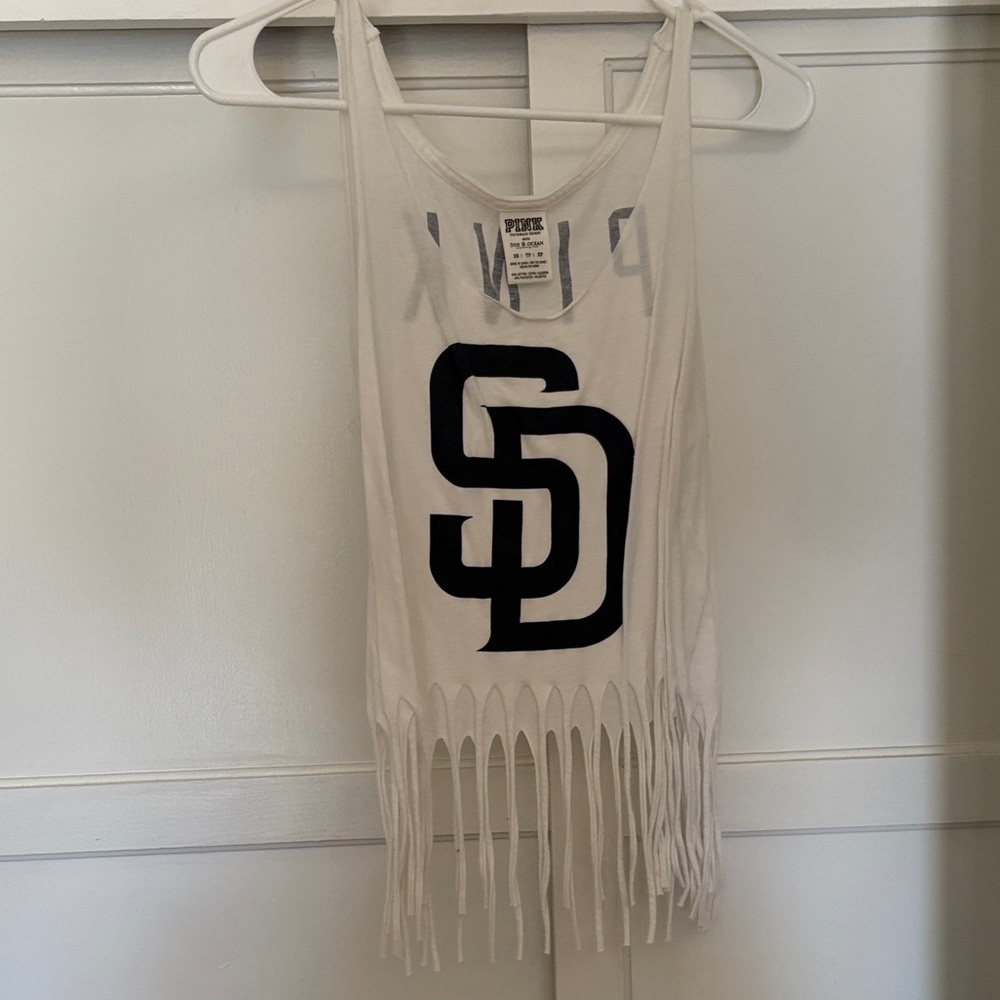 PINK Victoria's Secret White Tank with Black Graphic